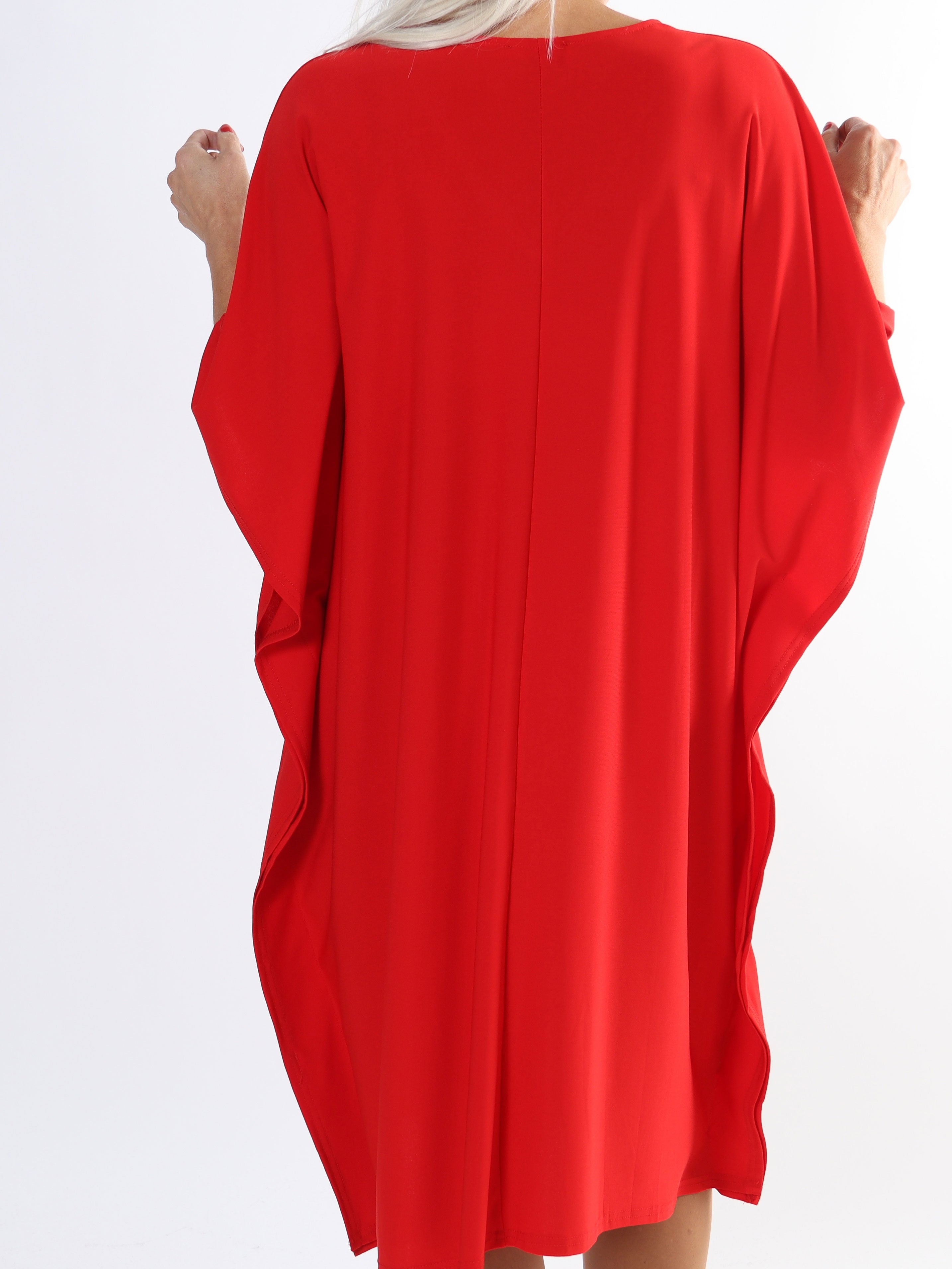 Azmina Plain - Slät elastisk tunikaklänning i plus size med lös passform